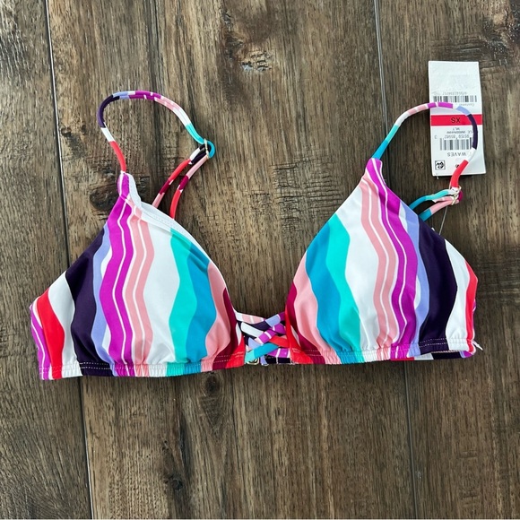 Bar III Macys Multi Color Striped Bikini Top Size XS - Picture 1 of 9